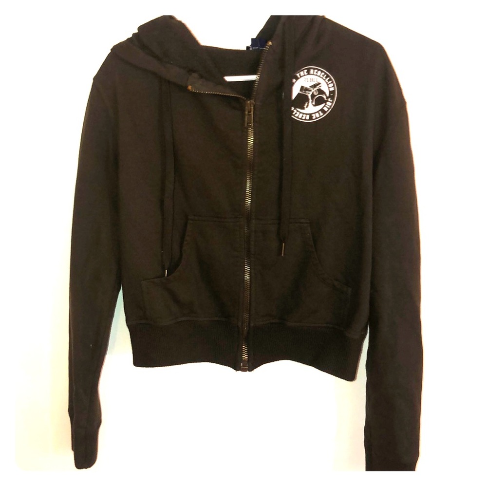 Dark green cropped zip up